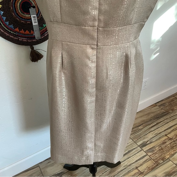Tahari Arthur S. Levine Dressy Dress! NWT Gorgeous Muted Gold! Size 14 - Picture 9 of 11